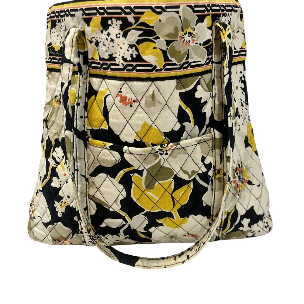 Vera Bradley Dogwood Quilted Floral Tote Bag Yellow Black White Retired Bag